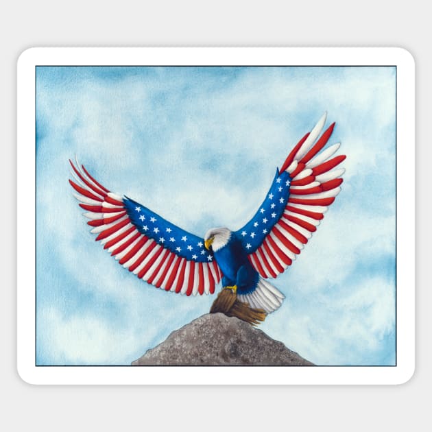 Patriotic Eagle Sticker by MelindasWildlifeArt1